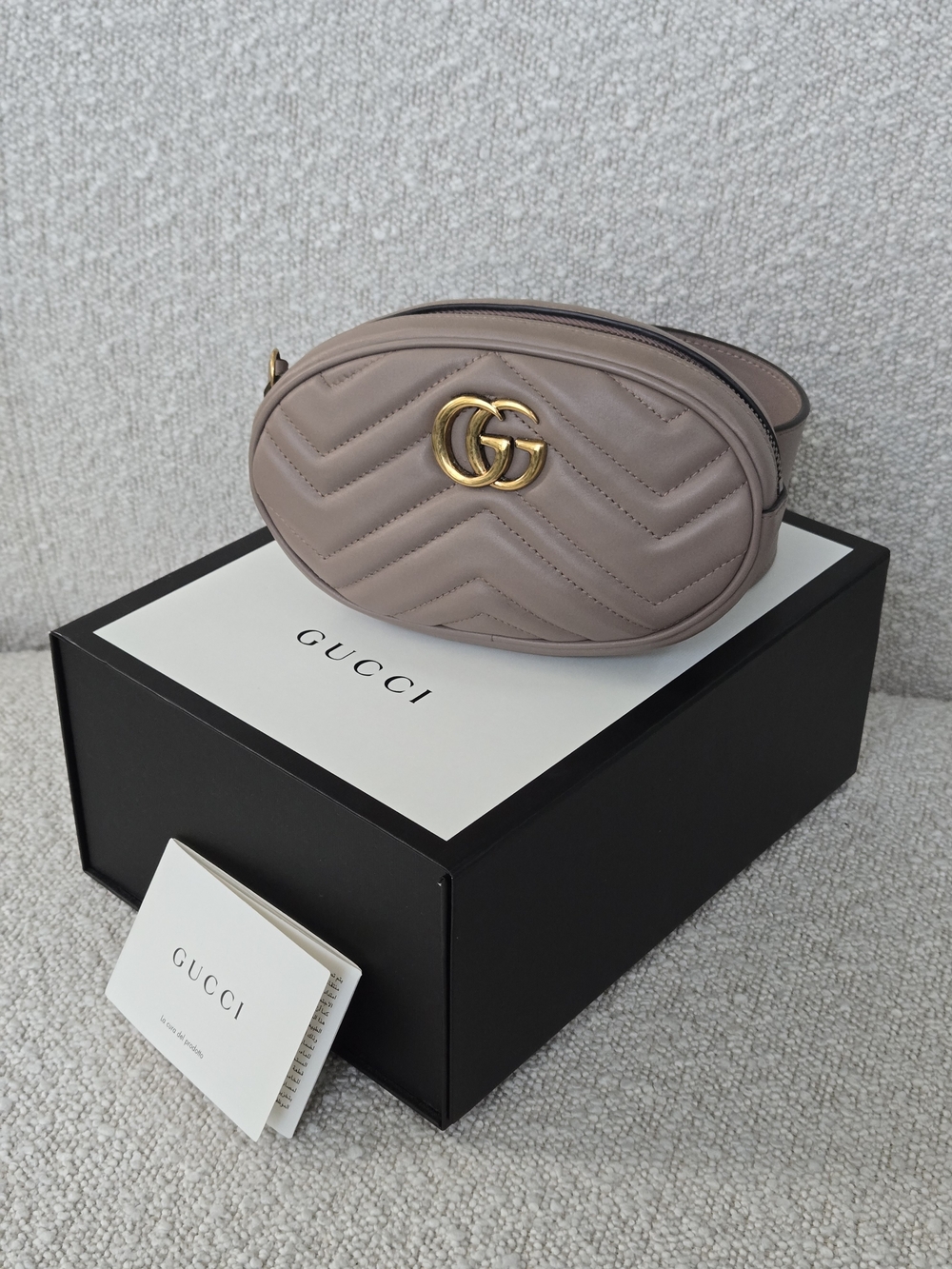 Gucci Marmont Quilted Leather Belt Bag in Porcelain Rose